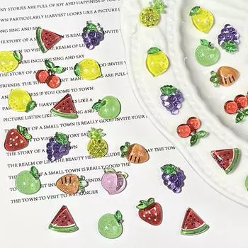 20 шт. милые мини-клубника, вишня, виноград, арбуз серии смолы с плоской задней частью орнамент для изготовления ювелирных изделий маникюрные прически