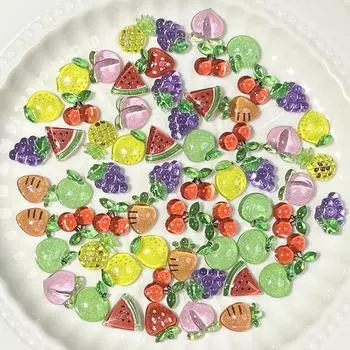 20 шт. милые мини-клубника, вишня, виноград, арбуз серии смолы с плоской задней частью орнамент для изготовления ювелирных изделий маникюрные прически onesize