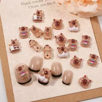 20 шт. милые мультяшные украшения для ногтей Capibala маникюрные смоляные подвески украшения своими руками Nail Art Decor