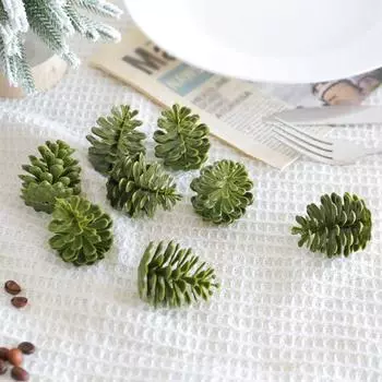 20 шт. Мини-елочные шишки DIY, реалистичные зеленые искусственные сосновые шишки, деревенское изысканное украшение на рождественскую елку