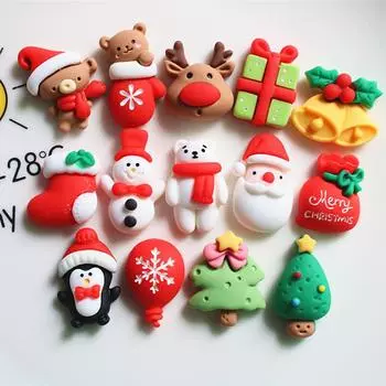 20 шт. Мини-кавайные рождественские кабошоны из смолы с плоской задней частью для скрапбукинга, аксессуары для вечеринок, украшения, поделки