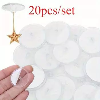 20 шт. Мини-прозрачные потолочные крючки - прочная самоклеящаяся фиксация, бесшовное подвешивание, настенное хранение, домашний декор своими руками, вечеринка, Рождество, флаг, 20pcs