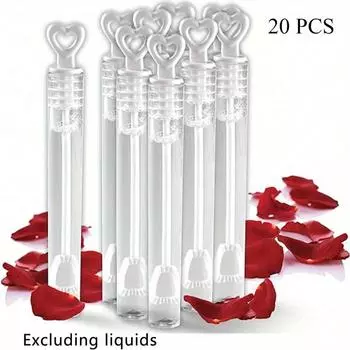 20 шт. Мини-пузырьковая палочка в форме белого сердца для вечеринки на свадьбу, помолвку, День святого Валентина, сладкий подарок для пары мальчиков и девочек (За исключением жидкостей) белый