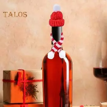 20 шт. мини-шапок и шарфов Санты, набор рождественских украшений для бутылок вина, маленькие вязаные кукольные шапки, набор шарфов для самостоятельного художественного творчества, декор рождественской елки красный