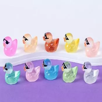 20 шт. Мини-уточки в солнцезащитных очках, микс из 12 цветов, смоляные микропейзажные светящиеся утки, украшения своими руками, украшения для кукольного домика