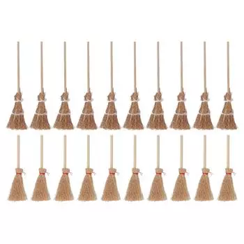 20 шт. Мини-ведьмина метла бамбуковая 14 см 10 см Хэллоуин соломенная поделка для косплея школьная вечеринка