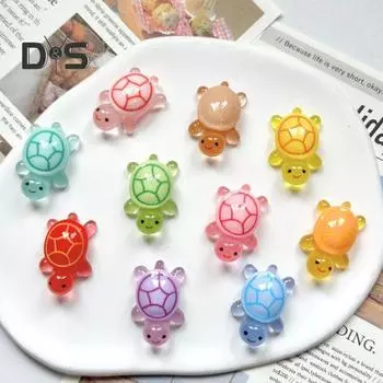 20 шт. Миниатюрная светящаяся фигурка черепахи, светящаяся в темноте, маленькая красочная модель черепахи, миниатюрная статуэтка животного из смолы, украшение, сувениры для вечеринки жёлтый