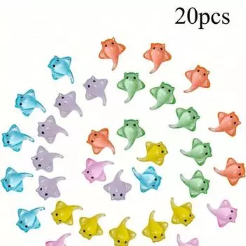 20 шт. Миниатюрные фигурки скатов, Мини-скульптура утки, Реалистичная смола, Топпер для торта в виде ската, Мини-фигурка морского животного ската 20pcs