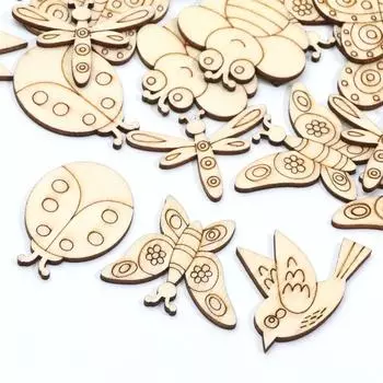 20 шт. Микс божья коровка/пчела/птица/бабочка деревянные ломтики украшения деревянные поделки своими руками скрапбукинг для домашнего декора ручной работы принадлежности