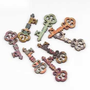 20 шт. микс ретро ключ дерево для поделок своими руками деревянные украшения для скрапбукинга украшения для дома 16x40 мм