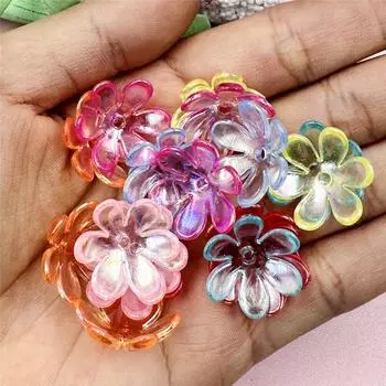 20 шт. модные акриловые 6 лепестков цветочные бусины DIY материалы ручной работы аксессуары для изготовления ювелирных изделий разноцветный