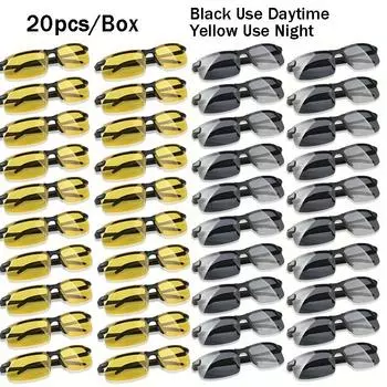 20 шт. модные черные желтые высококачественные солнцезащитные очки ночного видения с антибликовым покрытием солнцезащитные очки для мужчин и женщин