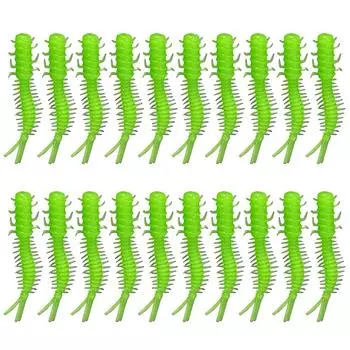 20 шт. Мягкая рыболовная приманка, разноцветные мини-черви, рыболовные снасти Pesca spotted green