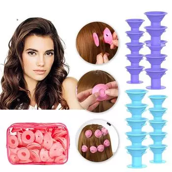 20 шт., мягкие резиновые силиконовые термобигуди для завивки волос, заколки для волос, без нагрева, кудри для волос, роликовые инструменты для укладки, DIY Girl Lady HTBE YSXX розовый