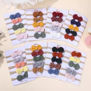 20 шт./набор Хлопковые детские банты Повязка на голову Нейлоновые повязки для волос Резинки для волос для детей Девочек Мягкая повязка на голову Малыш Случайные аксессуары для волос