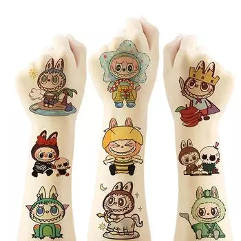 20 шт./набор Мультяшные временные одноразовые тату-наклейки Лабубу Милые детские водостойкие татуировки для детей Забавный подарок на день рождения