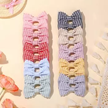 20 шт./набор Новые милые заколки-банты для волос в клетку для маленьких девочек, милые мини-заколки-банты ручной работы, заколки-автоматы, аксессуары для волос