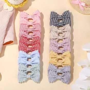 20 шт./набор Новые милые заколки-банты для волос в клетку для маленьких девочек, милые мини-заколки-банты ручной работы, заколки-автоматы, аксессуары для волос