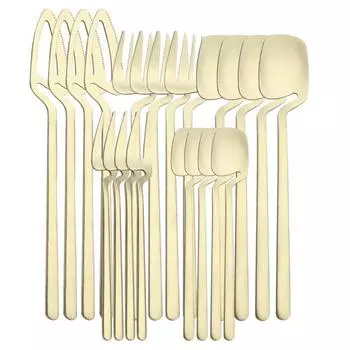 20 шт., набор столовых приборов из матового золота, столовая посуда из нержавеющей стали 304, нож, вилка для фруктов, ложка, столовое серебро, набор посуды для кухни, вечеринки серебряный