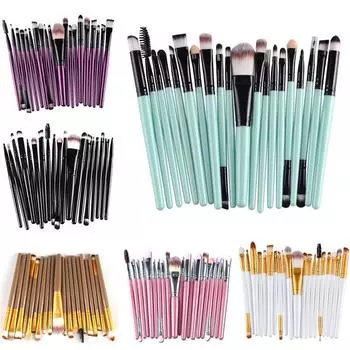 20 шт., наборы кистей для макияжа, мягкая косметика для волос, тени для век, подводка для глаз, основа для губ, пудра, кисть для макияжа зелёный