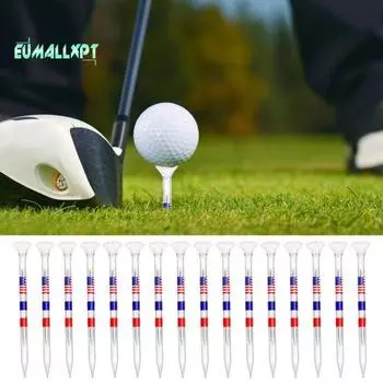 20 шт. небьющиеся футболки для гольфа с уменьшением трения, 83 мм, пластик, принт американского национального флага, прозрачные 20PCS