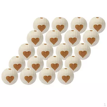 20 шт. необработанных деревянных бусин-разделителей с принтом в виде сердца для изготовления ювелирных изделий 20 мм
