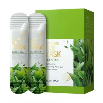 20 шт., ночная маска для лица с зеленым чаем, очищающая от морщин, увлажняющая, антивозрастная, свежая чистая маска 3g*20