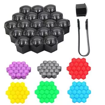 20 шт., однотонная винтовая крышка для жестких шин, автомобильный безопасный аксессуар, универсальный пластиковый болт с гайкой для шин 17mm серый