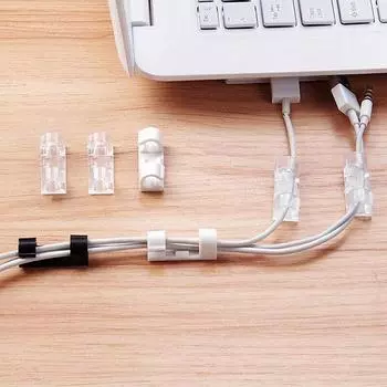 20 шт. Органайзер для кабельных зажимов, держатель для кабеля, самоклеящийся органайзер для шнура, кабельный органайзер, фиксированный зажим, намотчик проводов чёрный