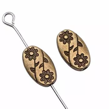 20 шт., овальные бусины-разделители с маленькими отверстиями, бусины, античная бронза, цвет цинкового сплава, 10X6X3 мм