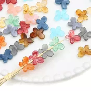 20 шт./пакет 17x13 мм акриловые полупрозрачные градиентные цвета бусины в форме бабочки DIY браслет ожерелье серьги ювелирные аксессуары 17x13mm 20pcs/bag