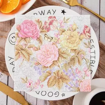 20 шт./пакет французская пасторальная напечатанная салфетка тисненая праздничная салфетка для ресторана в западном стиле декоративная квадратная салфетка