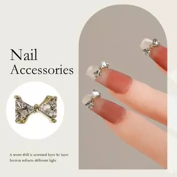 20 шт./пакет, маникюрный лук, дрель, легко паста, устойчивая к падениям, компактная, нежная имитация циркона, маникюрный декор для девочек A
