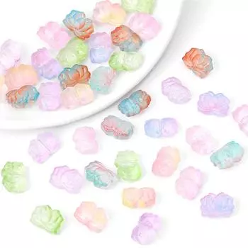 20 шт./пакет, стеклянные бусины лэмпворк, милые бусины с подвесками в виде цветка лотоса для шейных серег, украшений для волос, изготовления ювелирных изделий своими руками, аксессуары для рукоделия