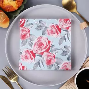 20 шт./пакет Винтажная роза Цветок Печатная бумага Одноразовая посуда Салфетки для ужина Свадебная вечеринка Декор 20pcs