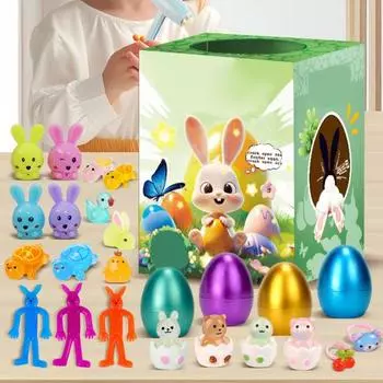 20 шт. пасхальных яиц, наполненных кроликами, сюрприз-игрушки для детей, игрушки для снятия стресса, красочные пластиковые яйца, пасхальная корзина, подарки, сувениры для вечеринок 1 Set