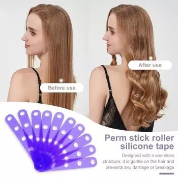20 шт., Пермская резинка, бесследная холодная волна, стержень для завивки волос, бигуди, плоские спиральные кудри, завивка волос, силиконовый ремешок, женские инструменты для укладки волос фиолетовый