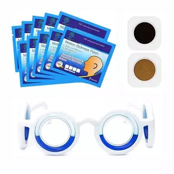 20 шт. пластырей против укачивания и 1 шт. очков против головокружения, облегчение тошноты и головокружения от автомобилей/самолетов/автобусов/морской болезни