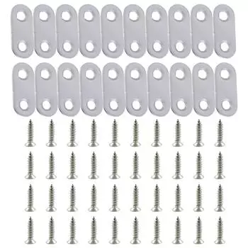 20 шт. Плоские прямые соединительные скобы Прочные соединительные пластины из нержавеющей стали Домашний аксессуар для деревянной мебели для ежедневного использования A