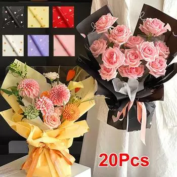 20 шт. подарочная упаковка DIY цветочная упаковка упаковочный материал 57x57 см букет ко Дню святого Валентина цветочная упаковочная бумага любовь принт красный