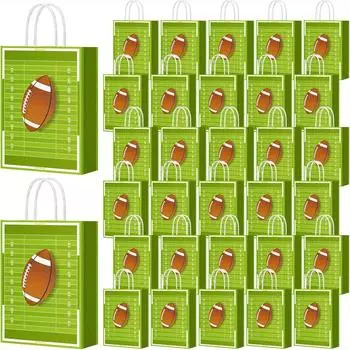 20 шт. подарочных пакетов для футбольной вечеринки, подарочные пакеты для футбола, пакеты для сладостей, подарочные пакеты для спортивной вечеринки на спортивную тематику, день рождения, подарочный пакет для вечеринки с ручками Pack of 20 зелёный