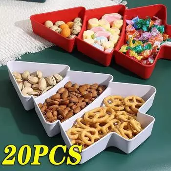 20 шт. поднос для фруктов в виде рождественской елки поднос для сухофруктов пластиковый поднос для конфет домашний поднос для закусок поднос для дыни праздничные принадлежности товары для дома 1Set зелёный