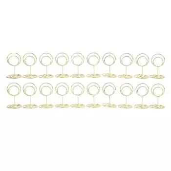 20 шт. подставки для номеров столов круглой формы, устойчивый гальванизированный металл, широко используемый держатель для карточек мест золотистый