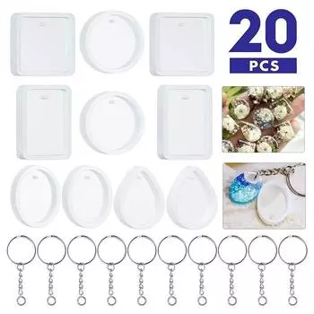 20 шт. подвеска капля круглая квадратная овальная зеркальная эпоксидная форма с кольцом для ключей брелок своими руками