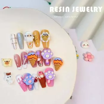 20 шт. подвески для ногтей изысканной формы водостойкая смола DIY дизайн ногтей 3D украшения мультяшный маникюр ювелирные изделия для ногтей 2