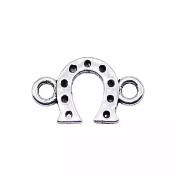 20 шт. Подвески с соединителем в виде подковы, подвески античное серебро, цвет цинкового сплава, 16X9 мм