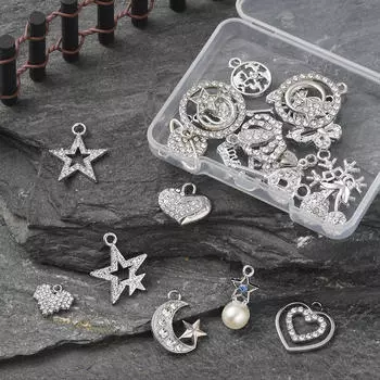 20 шт. подвески-шармы со стразами, подвески-подвески, маленькие, сплав для изготовления ювелирных изделий, ожерелье