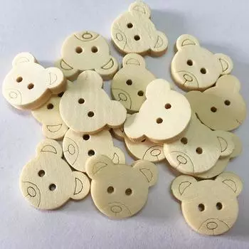 20 шт. подвески в виде плюшевого мишки с 2 отверстиями, деревянные швейные пуговицы для детей, 13X11 мм 40pcs