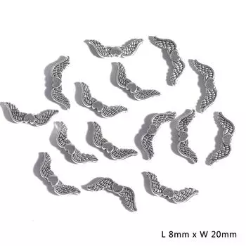 20 шт. подвески в виде угловых крыльев разных размеров, античные серебряные цветные подвески, изготовление украшений своими руками, ожерелье ручной работы 05 820mm серебряный