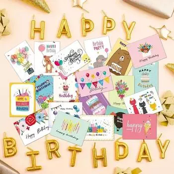 20 шт. поздравительных открыток с днем рождения, пустая складная открытка с наклейками на конверт, самодельная открытка с сообщением, пригласительные открытки на день рождения